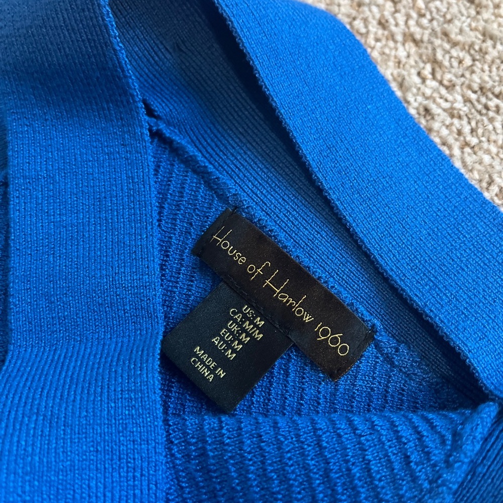 House Of Harlow 1960 Royal Blue Ribbed Knit Top Shirt Size Medium - Picture 5 of 6